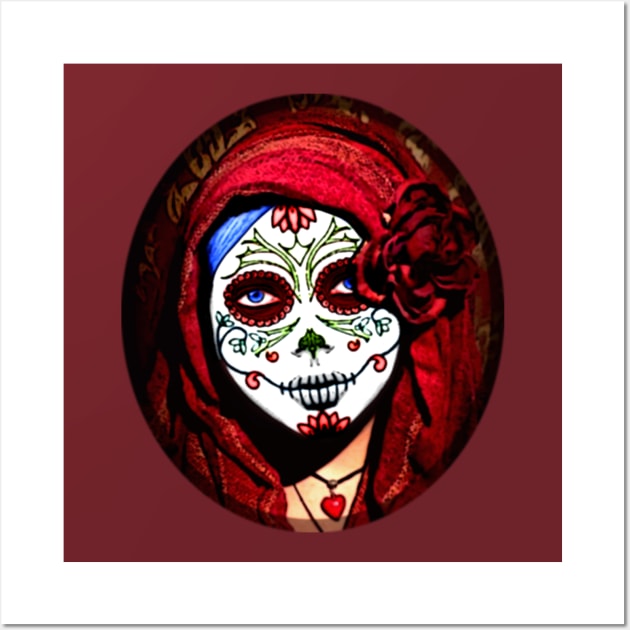 La Calavera Catrina - Madonna Sugar Skull - dia de los Muertos Wall Art by Bits